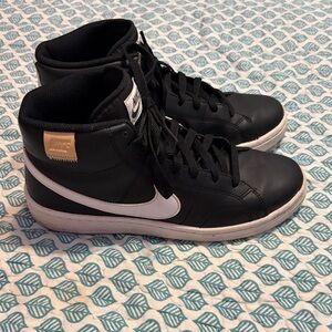 Nike Black and White High-Tops with Gold Detail